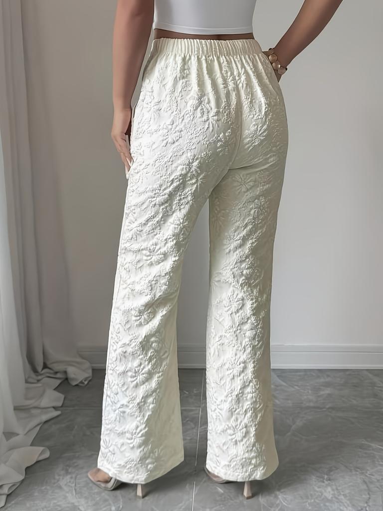 Ladies' Elegant Solid Color Flared Pants - Four Season Pants (with Pockets) Made of Non Stretch Fabric, Featuring Classic Flared Leg Design