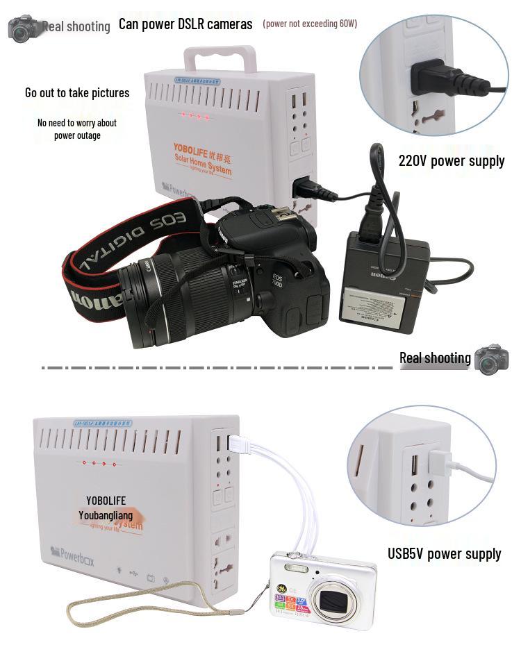 Compact 220V Off-Grid Solar Power System for Homes, Suitable for TV and Laptop.