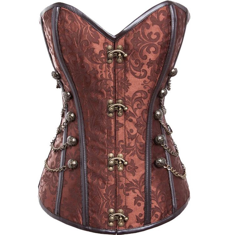 

Gothic shapewear with metal decoration for European and American courts 5XL коричневий