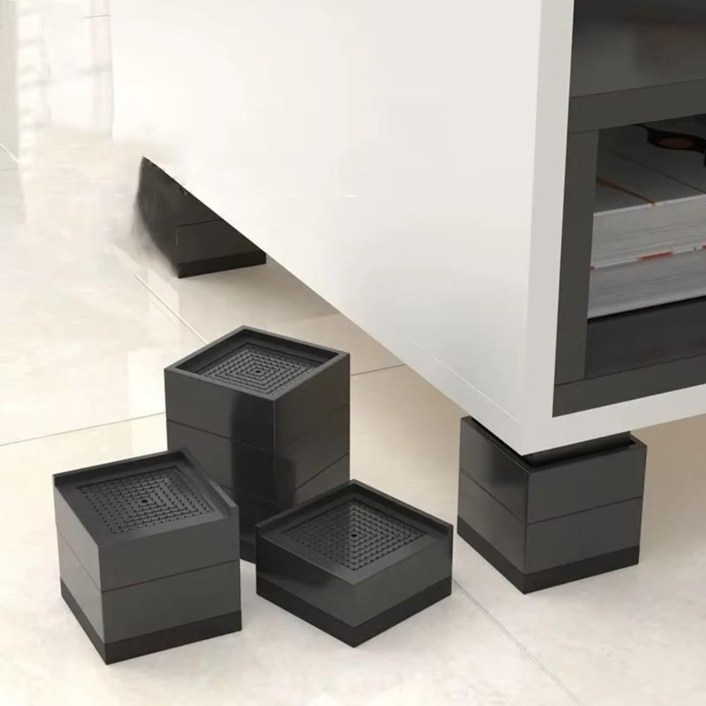 4pcs L Shape Height Increasing Pad Black Anti-slip Pad Universal Furniture Riser Desk
