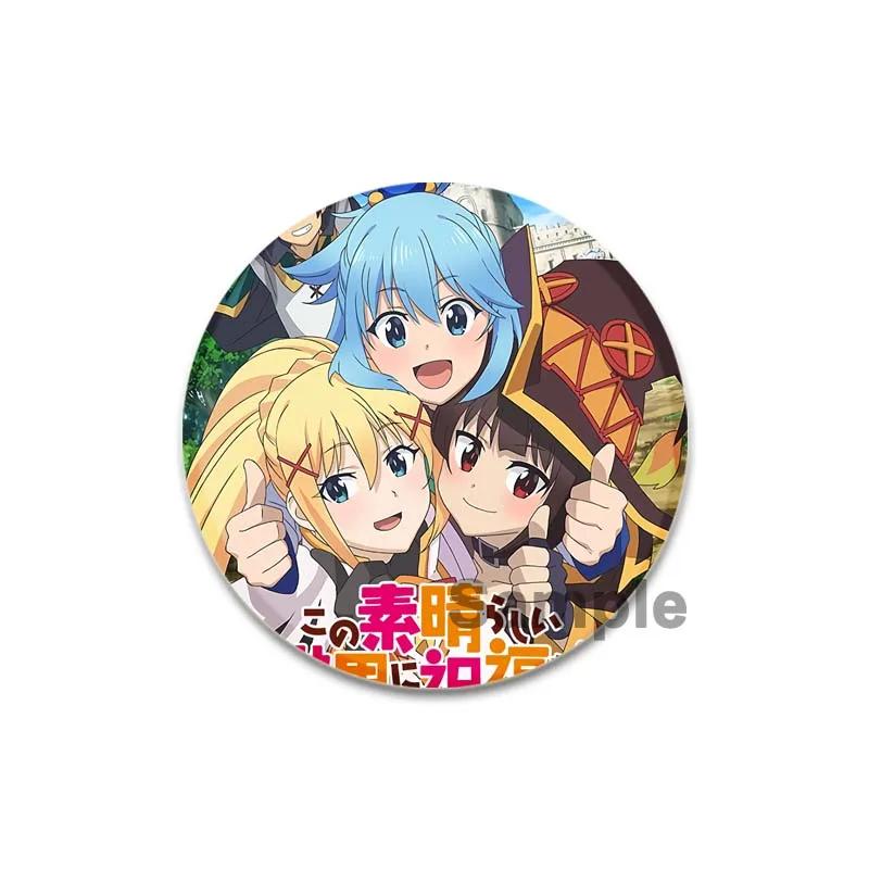 32/44/58mm Anime KonoSuba Pins Megumin Aqua Badge Handmade Brooche Breastpin for Backpack Clothes Accessories Gift