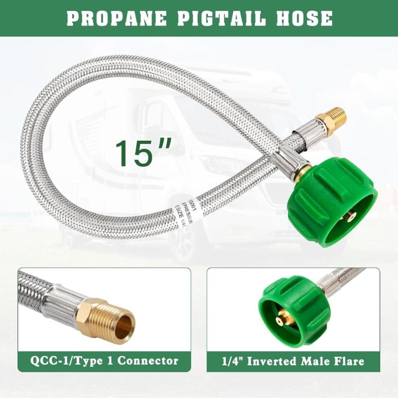 2pack Durability Propane Hose High Pressures Garden Flexible Hose for Reliability Gas Flows In Outdoor Appliances