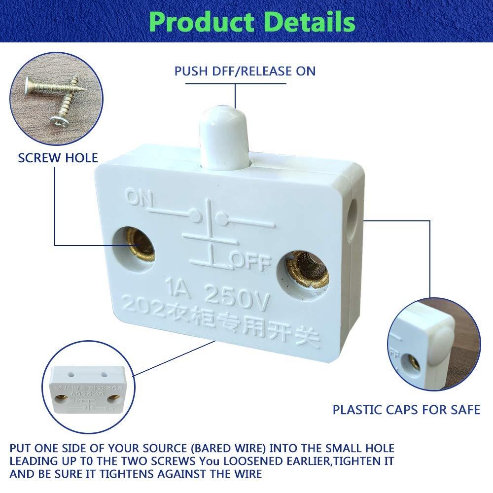 4pcs Silver Wardrobe Light Switc PA Press Switch Durable Cabinet Door Control Switch  Electrician