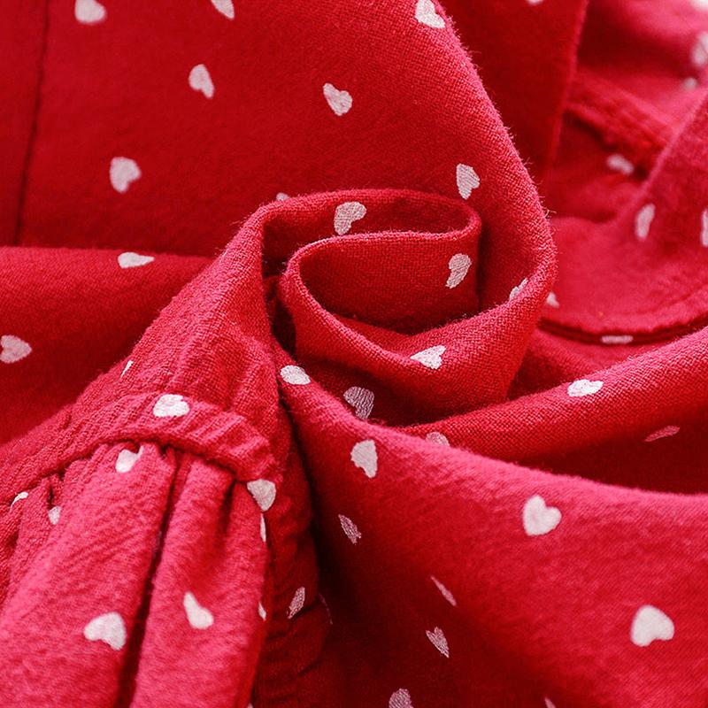 Girls' Dress Heart Dot Full Print Children's Long Sleeve Shirt Dress