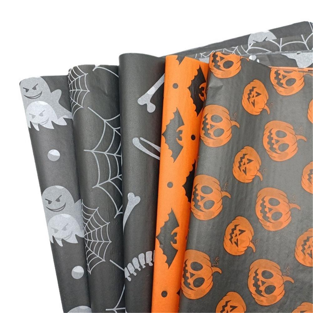 20 Sheets 50*35cm Halloween Tissue Paper Pumpkin Bat Skull Gift Packaging Paper Halloween DIY Craft Decorative Wrapping Paper