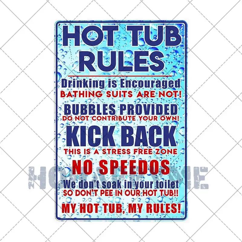 Funny Outdoor Hot Tub Metal Tin Sign Plates Vintage Poster Bathroom Plaques Wall Decorative Retro Home Decor 20*30cm