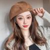 Solid Color Beret Hat Warm Peaked Caps New Forward Cap  Autumn