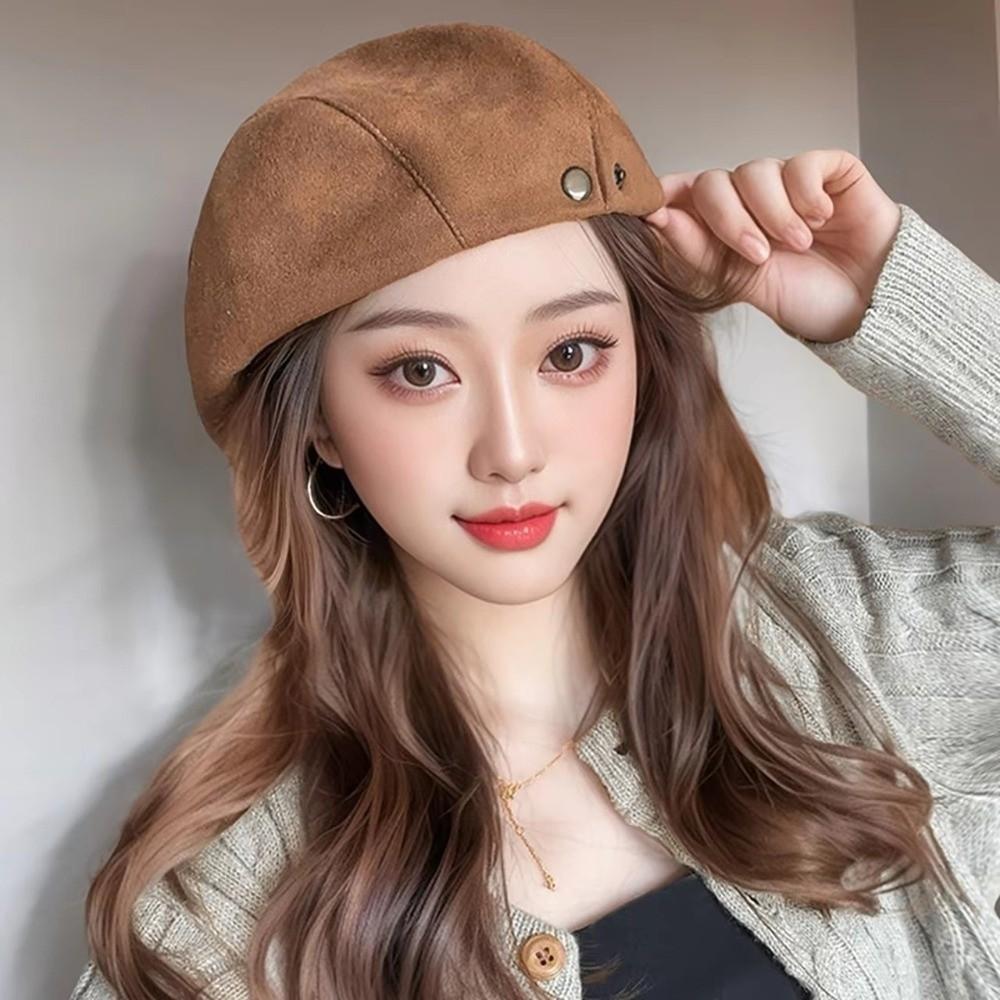 Solid Color Beret Hat Warm Peaked Caps New Forward Cap  Autumn