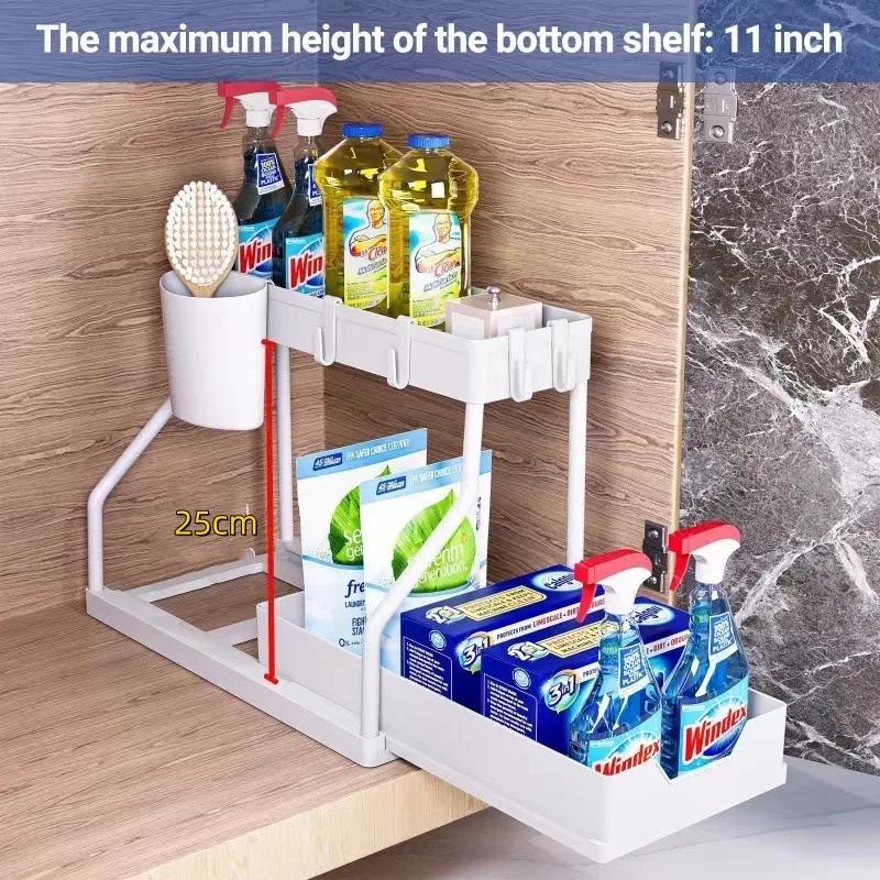 New Temu Amazon Pull-out Storage Rack Kitchen Bathroom Sink Storage Rack Storage Rack