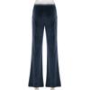 Autumn and Winter Women's Pant  Clashing Stripes Waist Head Velvet Fashion Simple Loose Casual Tie Flared Wide Leg Pants