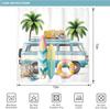 Beach Surf RV Shower Curtain – Tropical Palm Tree & Camping Car Design, Coastal Theme Bath Decor for Men & Boys, with 12 Hooks