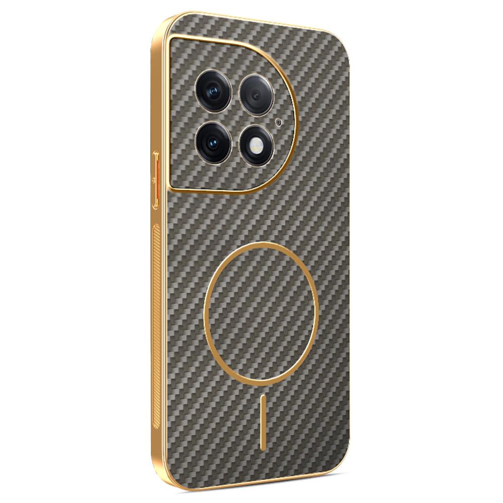 For OnePlus Ace 2 Pro 5G Phone Case Carbon Fiber Textured Electroplated TPU Back Cover
