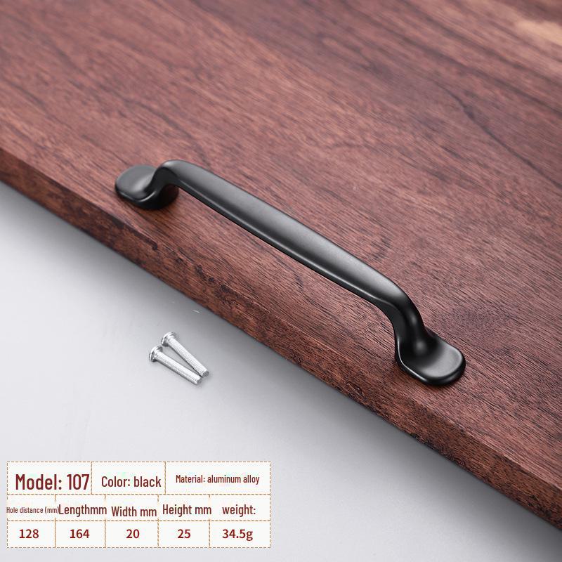 Black Aluminum Alloy European-Style Drawer & Cabinet Handle