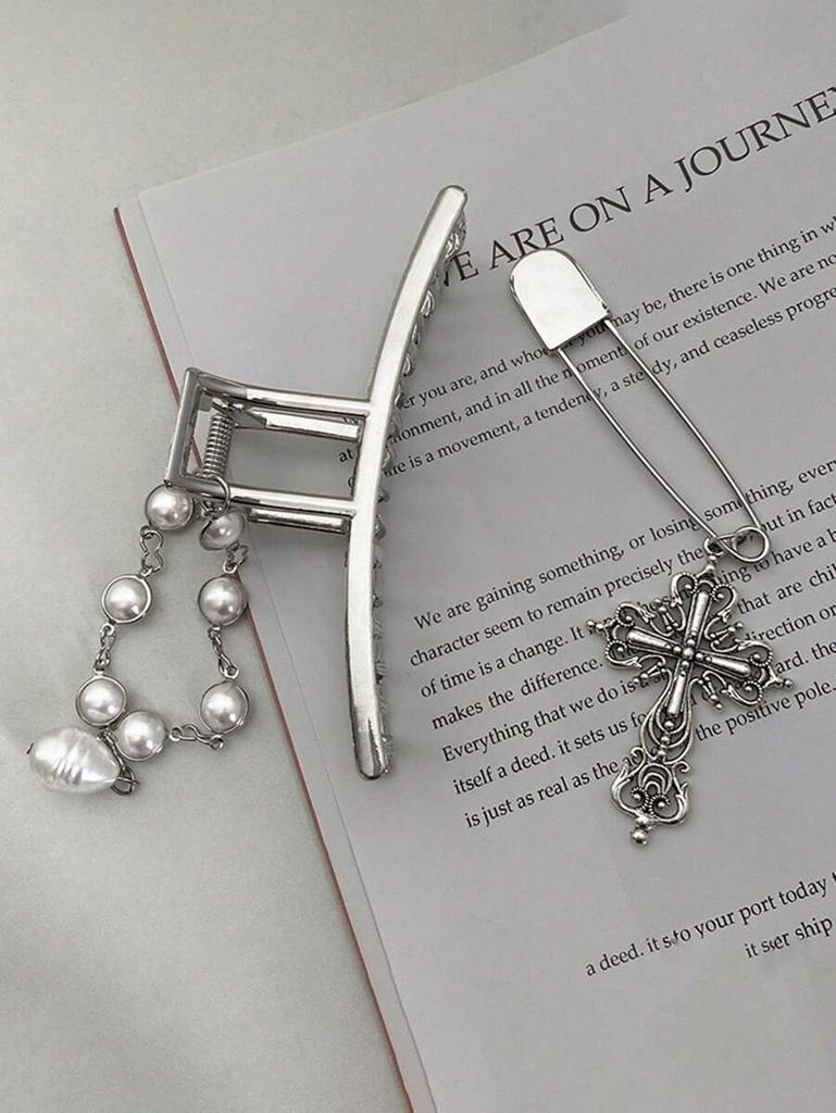 1PC  Pin, Cross Chain, Metal Grip Clip, Hair Clip At The Back Of The Head, Hair Clip Clip,   Hair Accessory