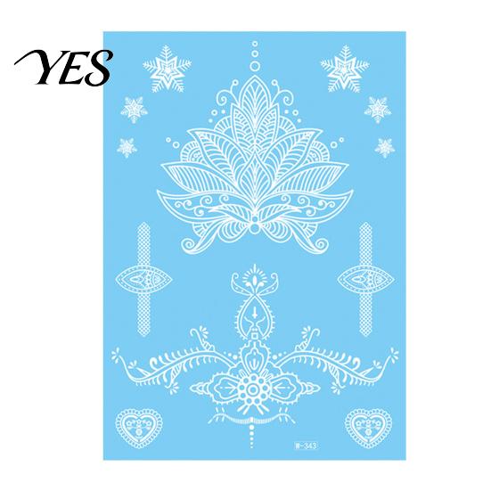 Gentle-On Skin Tattoo White Lace Sticker for Women, Temporary Face Body Fake Decal Arm, Waterproof Wedding Party Festival