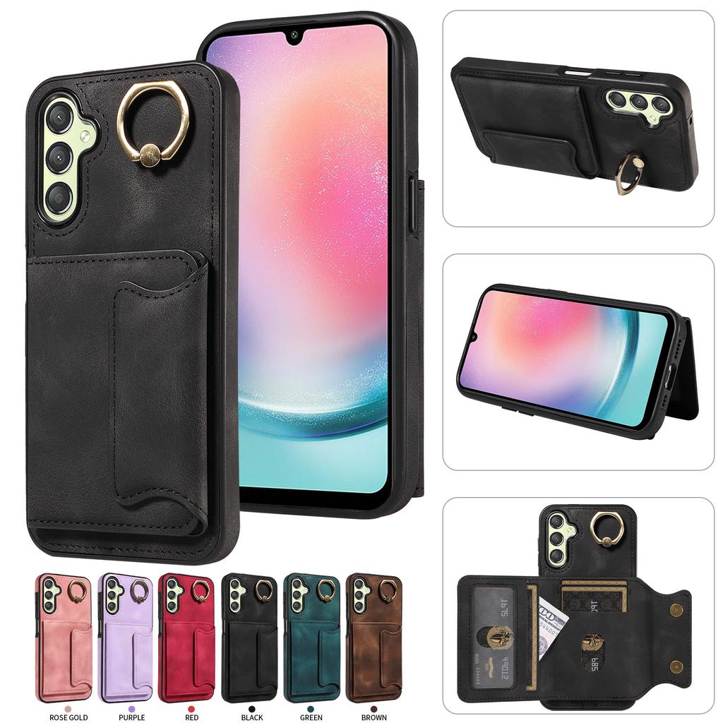 For Samsung Galaxy A25 (5G) Ring Bracket Card Holder Slots Cover Phone Case