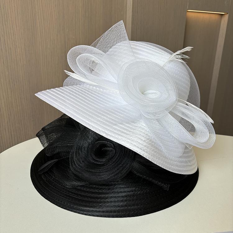 New Mesh Flower Pot Hat, European, American And British Retro Dome Fashion Top Hat, Women'S Summer Sun Protection Sun Hat