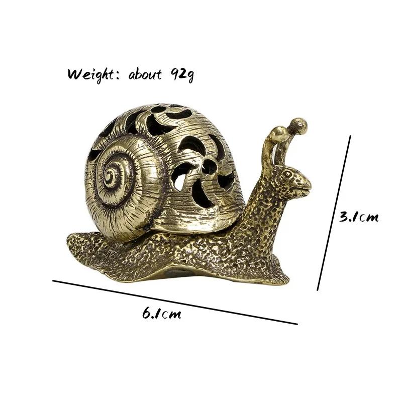 Antique Brass Snail Statue Incense Burner Desk Ornament Creative Chinese Traditional Home Decoration Crafts Accessories Portable
