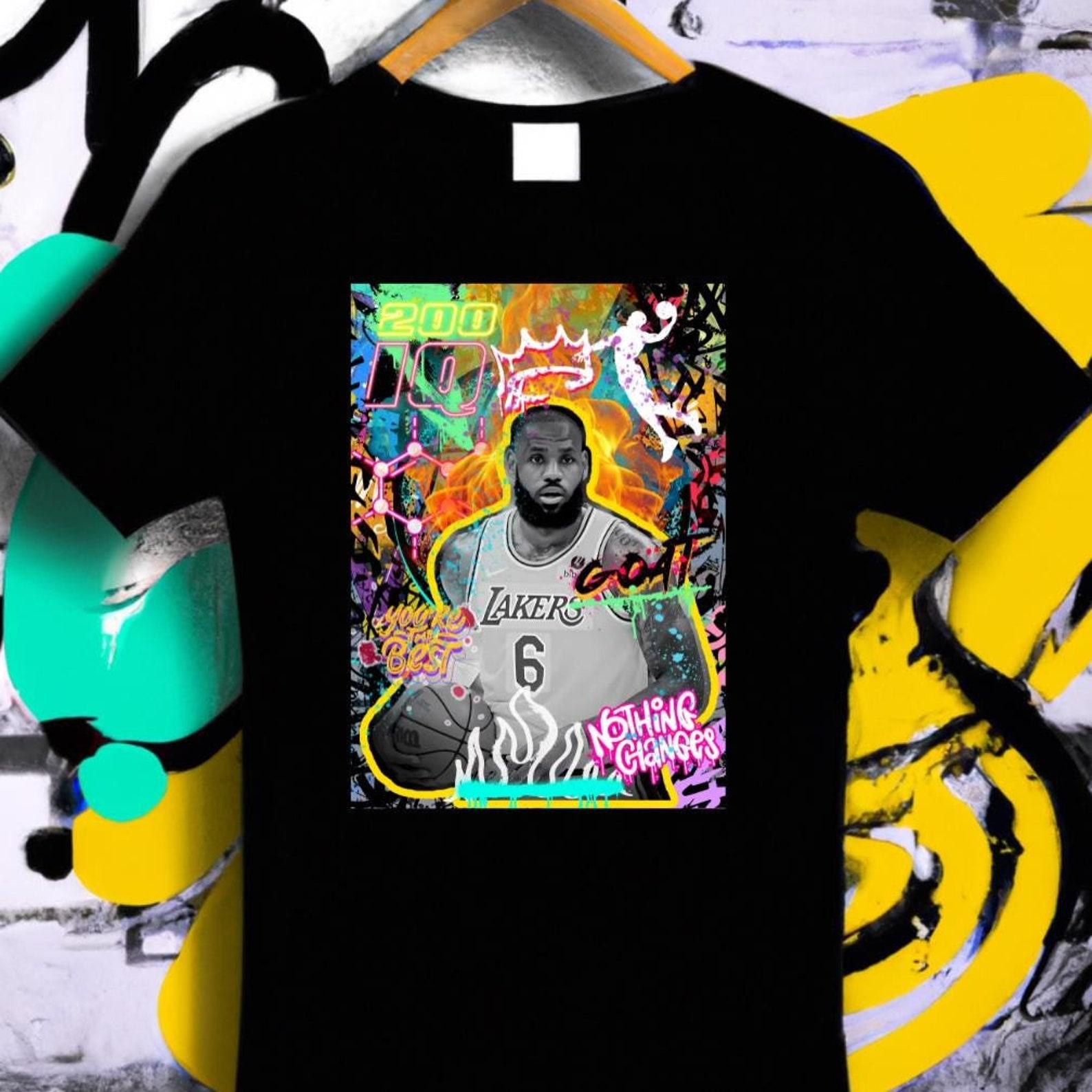 Lebron James Graffiti T-Shirt, Lebron James T-Shirt, Basketball T-Shirt, Iconic Basketball Legend Shirt, Lebron James Gift, Sports T-Shirt L