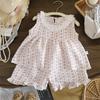 Baby Girl's Casual Clothing Set peter pan collar Sleeveless Dress Top + Shorts Set with Skirt 2PCS Set