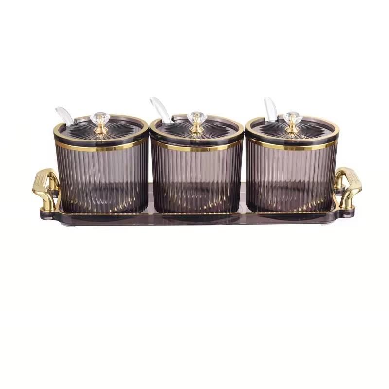 

Банка для соли с приправами, герметичная акриловая влагостойкая коробка для приправ, кухонная крышка для банки с приправами, полка для устройства чёрный