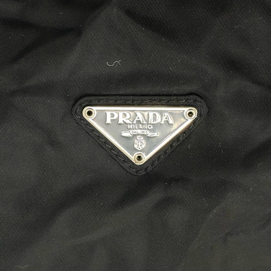 PRADA Triangle logo Boston bag black unisex used