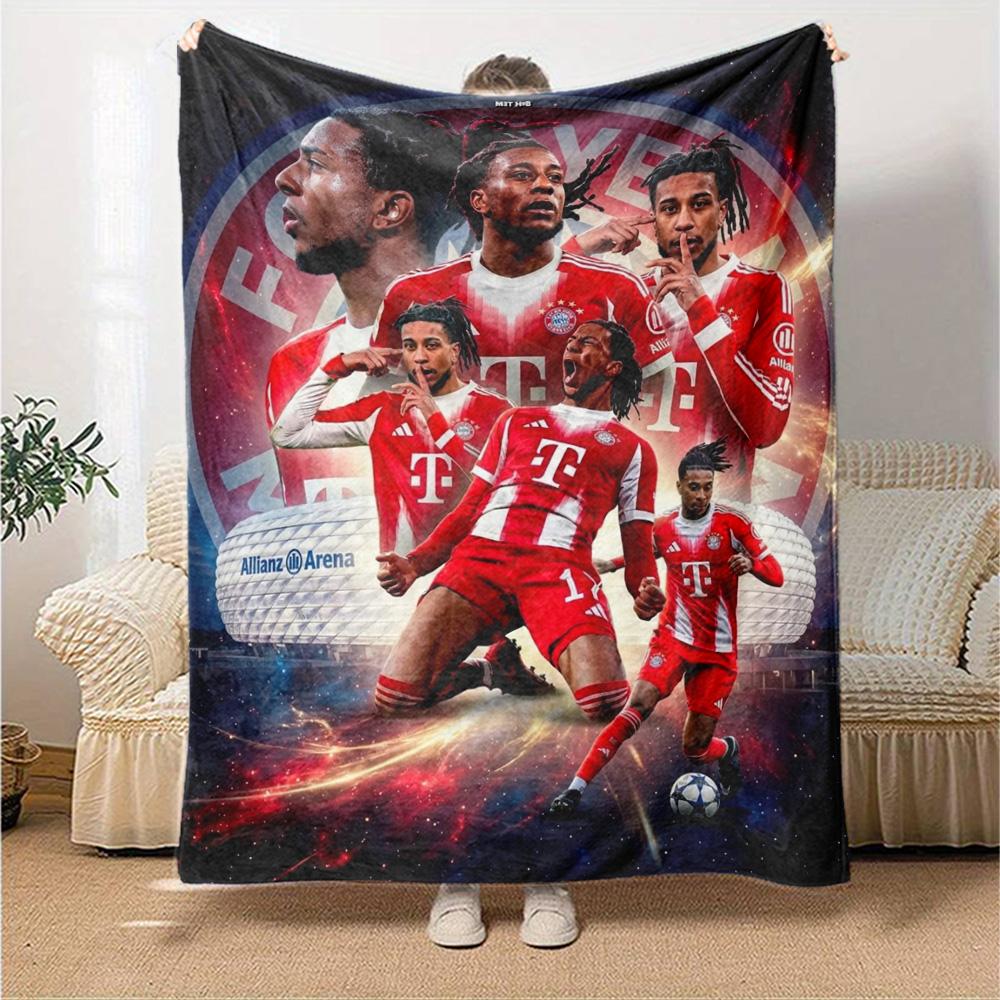 Michael Olise Bayern München Voetballer Flanellen Plaid Deken, Zacht Warm Bankbed Deksel, Voetbalfan Huisdecoratie Cadeau voor Fans