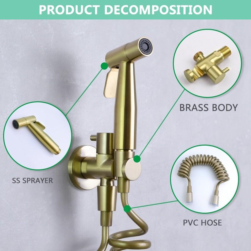 Household Bidet Sprayer Set Matt Black Gold Toilet Partner Brass Cold Valve Metal Grey Gloss Chrome Stainless Steel Sprayer