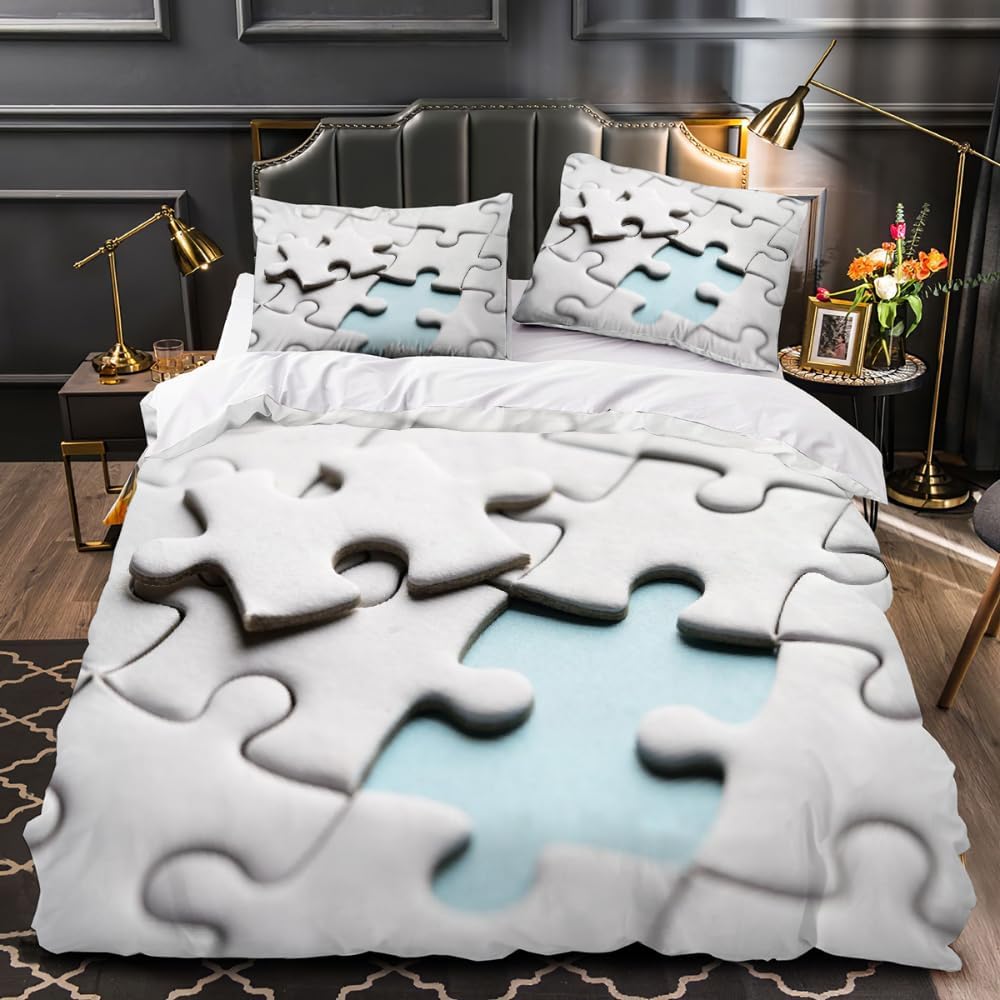 3D Modern Home Geometry Printed Comforter Sets, Queen Size Modern Duvet Cover Set With Pillowcases, Geometry Printed Bedding Set