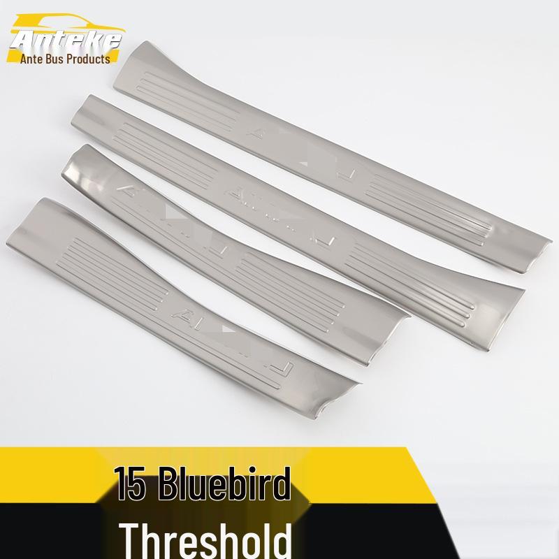 15 Bluebird Bumper & Trunk Stainless Steel Decorative Sill Strips & Welcome Pedal Stickers