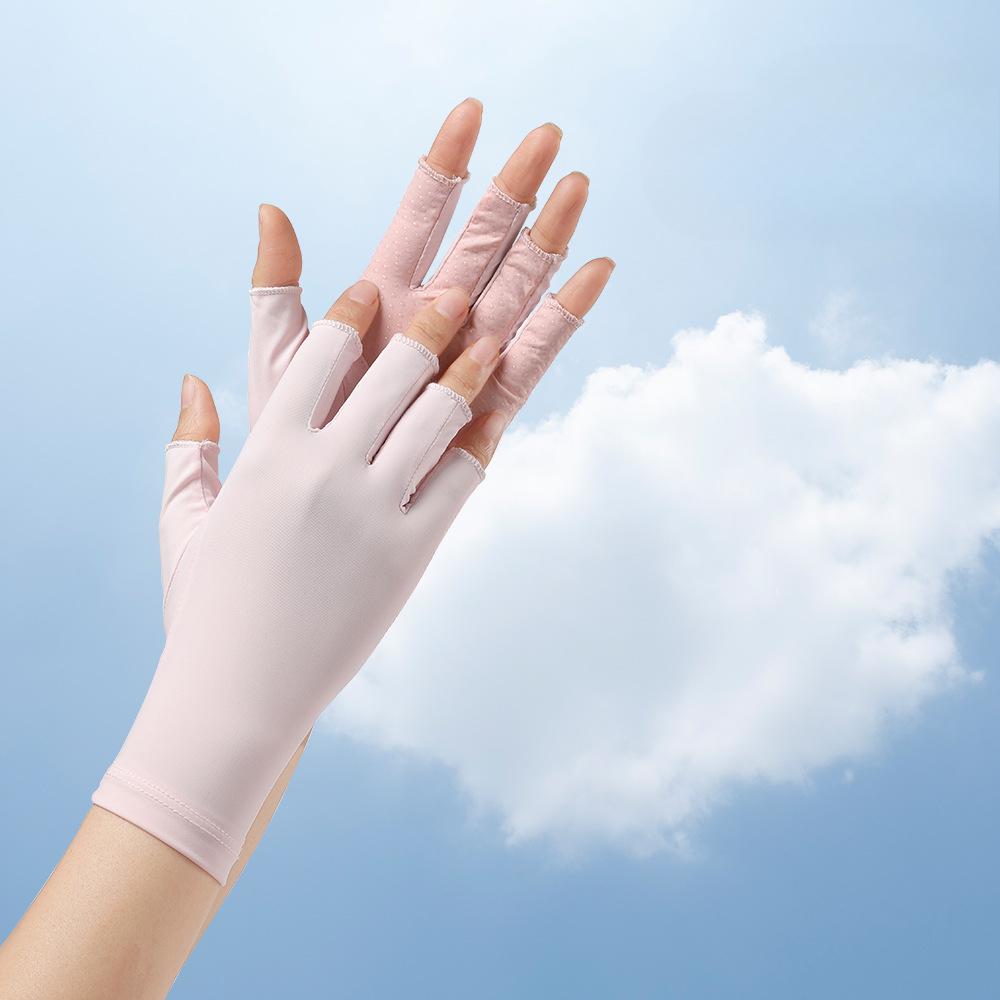 Sunscreen Gloves Manicure Half Finger Ice Silk Women's Driver Anti Slip Breathable Touch Screen Thin Summer UV Gloves