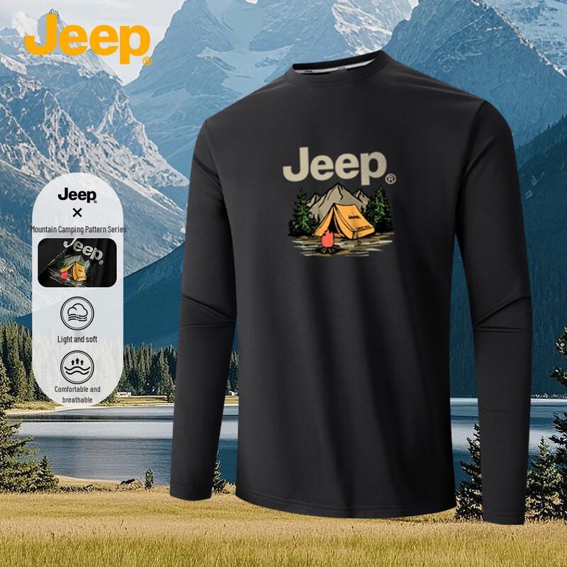 JEEP Unisex Heavyweight Long Sleeve Round Neck T-Shirt XL