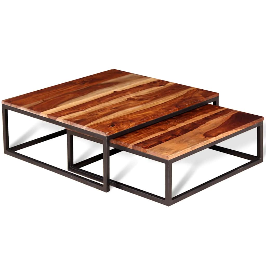 2 Piece Nesting Table Set Solid Acacia Wood