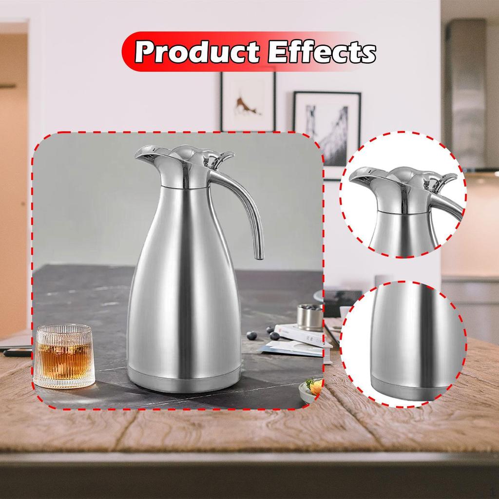 Thermal Coffee Carafe Stainless Steel Water or Tea Dispenser Teapot Jug for Picnic