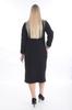 Women's Big Size Dress X Modapo Plus Size Black V-Neck Sweat Dress with Stripes