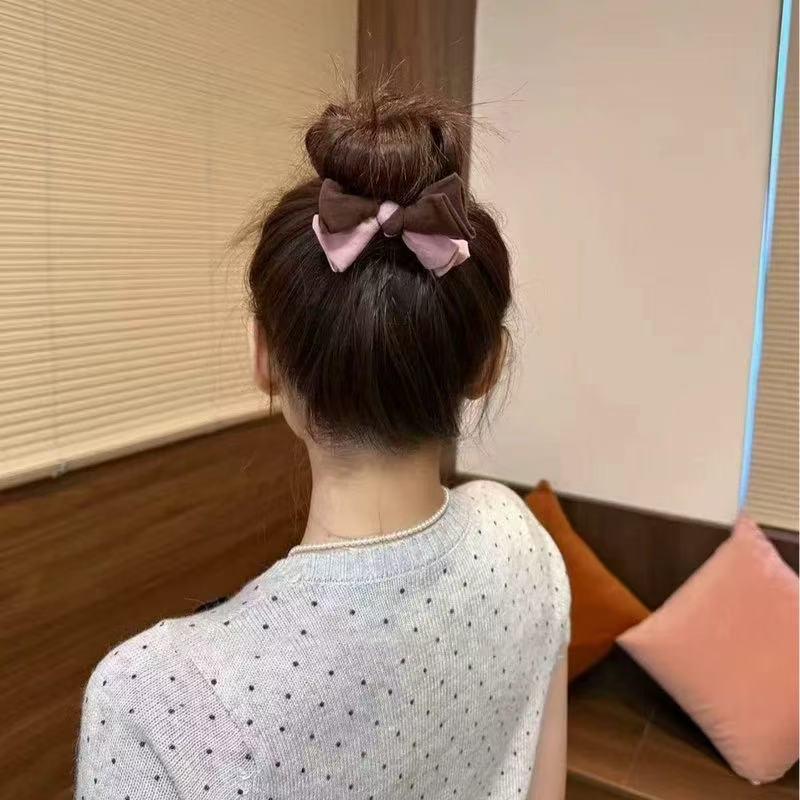 High-End French Velvet Bow Hair Tie for Women - Autumn/Winter Edition