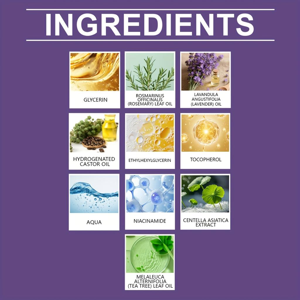 Lavender Fragrance Essential Oil Roller Bottle, Refreshing and Portable Plant Body Care Fragrance Ball Enriched with Niacinamide & Centella Asiatica