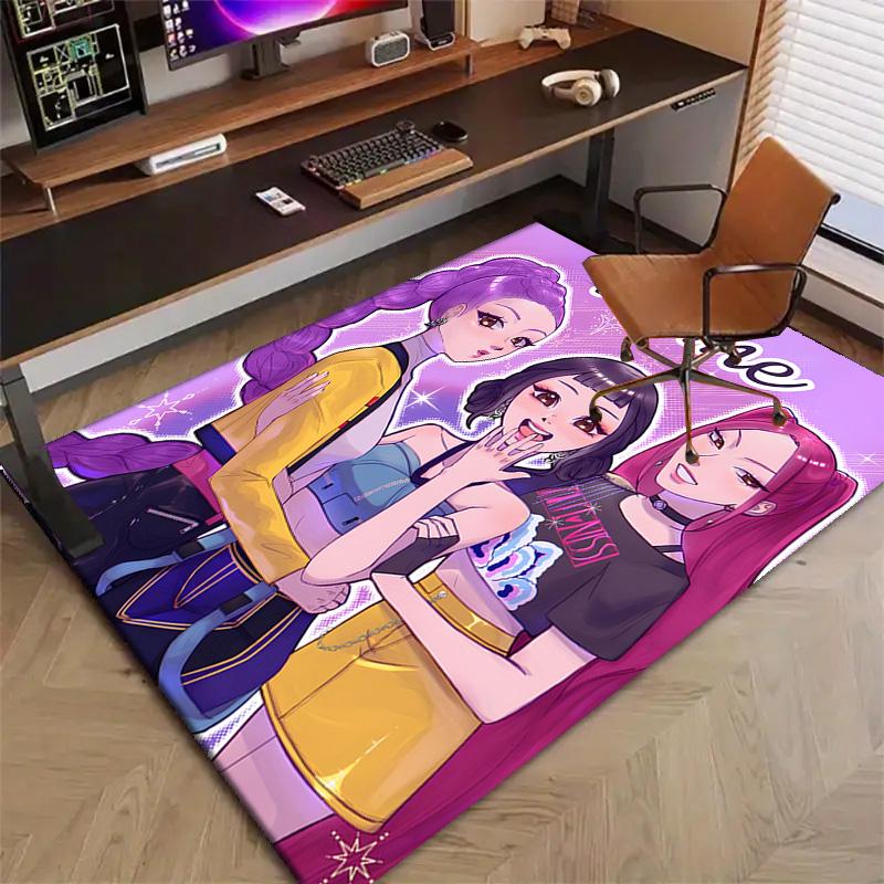 Custom KPop Demon Hunters Mat Personalized Name, Polyester Washable Indoor Entryway Rug, Gift for Christmas, Easter, Thanksgiving Day