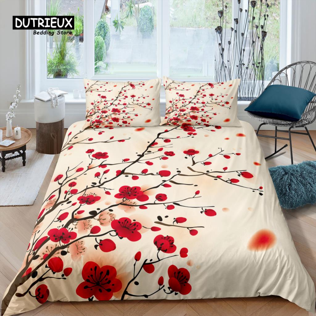 Home Living Luxury 3D Japanese Crane Bedding Set Flower Duvet Cover Pillowcase Queen And King Eu/Us/Au/Uk Size Comforter Bedding