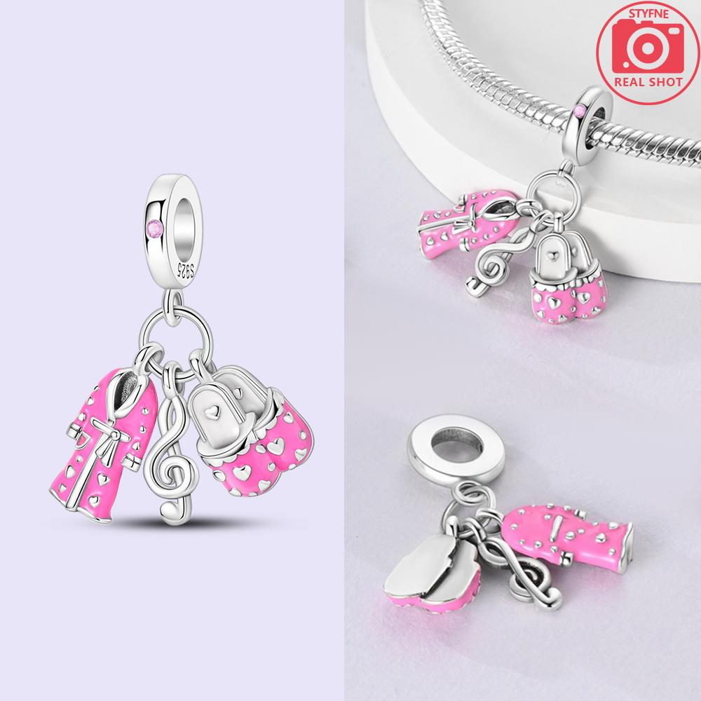 Copper Charms Fit Original Beads Bow Perfume Bottle Pink Charms For Women Fine Diy Birthday Jewelry Gifts