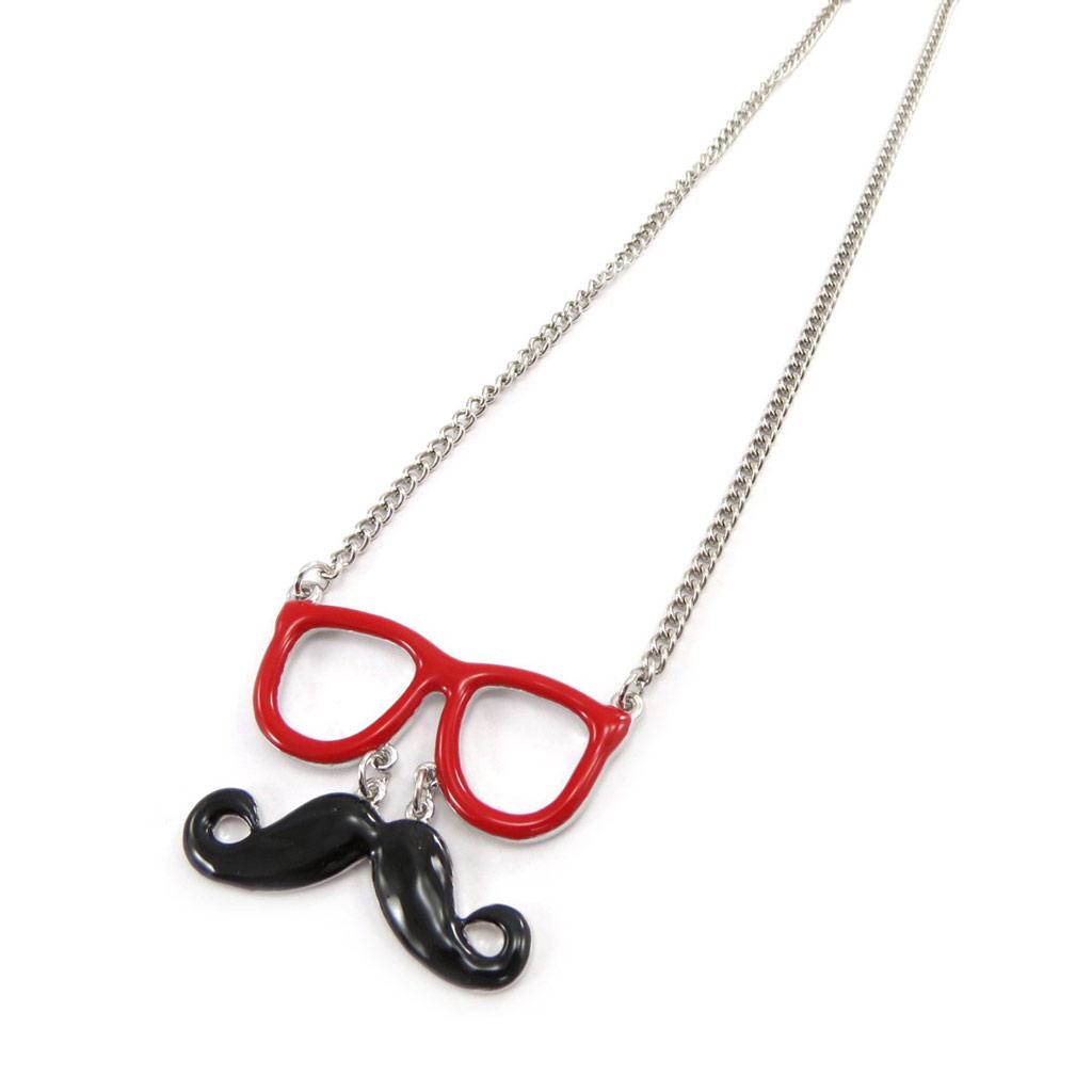 Les Trésors De Lily [J8211] - Designer Necklace 'Moustache' Red Black