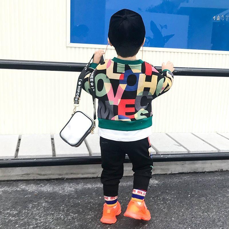 

Весна-Осень Одежда из хлопка для мальчиков, спортивный костюм для малышей, детские спортивные костюмы, детская повседневная футболка, штаны, комплект из двух предметов 90cm зелёный