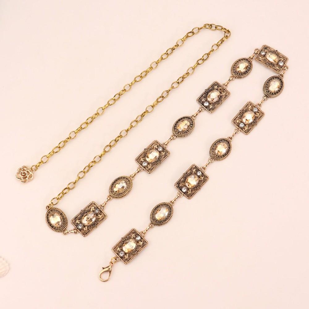 Metal Rhinestone Belly Belts Colorful Y2K Waistband Retro Women Waist Chain  Decorative Jeans