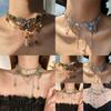 Fairy Style Butterfly Crystal Pendant Necklace With Multicolor Inlay For Women