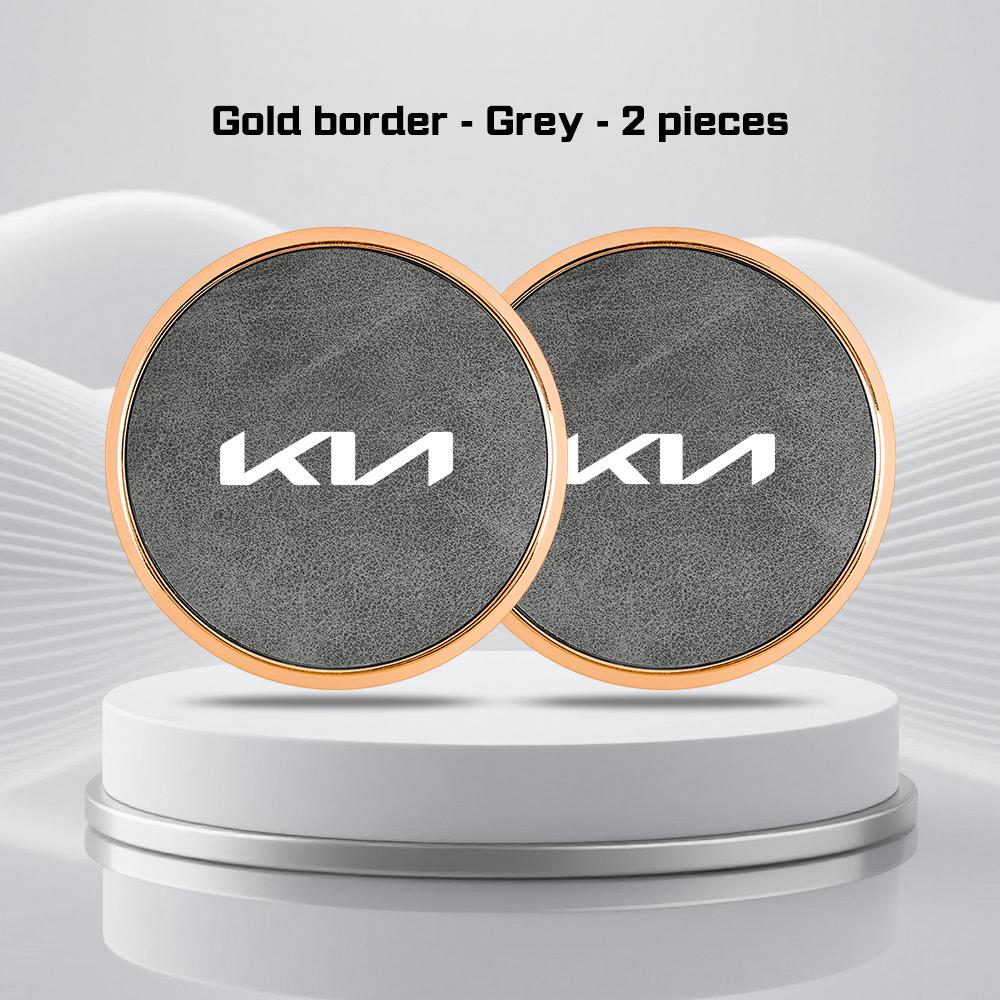 Car Leather Alloy Coaster For Kia GTLine RIO K2 K3 K4 K5 k8 Sportege Picanto Optima Soul Ceed Water Cup Holder Pad Non-slip Mat rnqt40