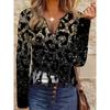 Comfortable And Trendy Casual Elegant Style Featuring Leopard Print Elements, Faux Zipper Printed Pattern, Plus Size Women'S Zip-Up Long Sleeves