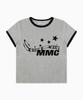 SAINTPAIN Sp Lettering Star Crop Ringer T-Shirt Melange Grey