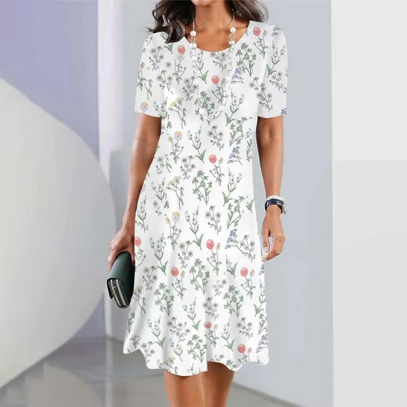 Summer Fashion Elegant Women Dress Loose Casual Dress Women New Printing  Temperament Casual Comfortable Beach Dress