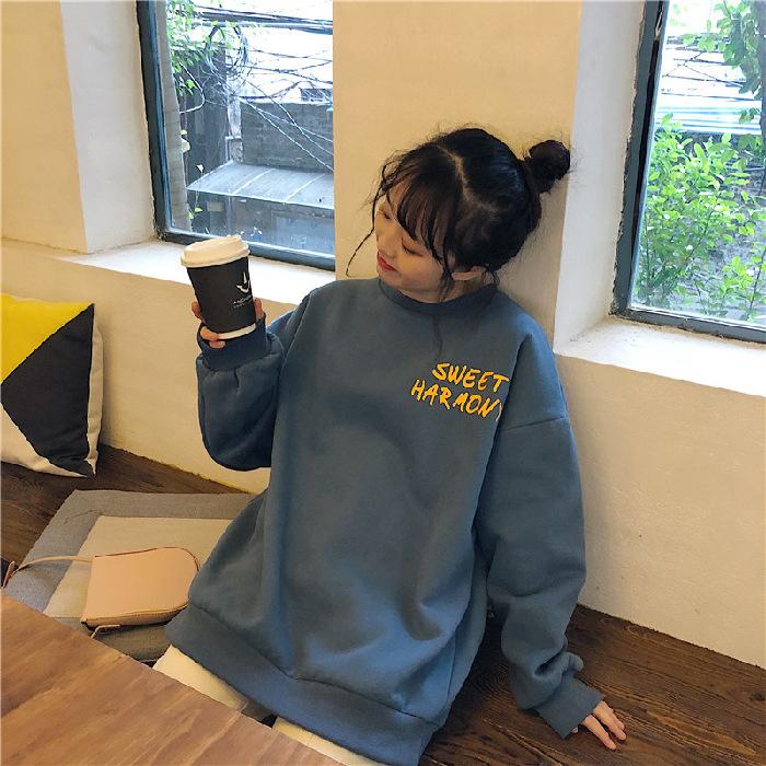 

Мягкий Утепленный Оригинальный Мультяшный Свитер Топы Круглый Вырез Свободная Базовая Футболка Студенческая Парная Одежда Куртка Мода Ретро Универсальная Толстовка one size