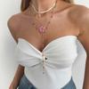 Drip Oil Metal Stacked Necklace Beads Flower Pendant Stacked Collarbone Chain Y-shaped Necklace Jewelry Alloy Neck Pendant Women